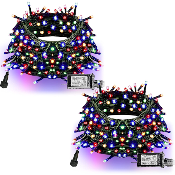 Lyse 20 meter 200 LED Julelys, Julelysstreng Forbindelse Multifarvet Multicolor 400 LED