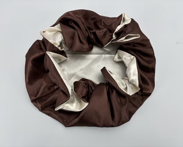 Double-layer shower cap for women, waterproof and reusable bathing cap coffee coffee