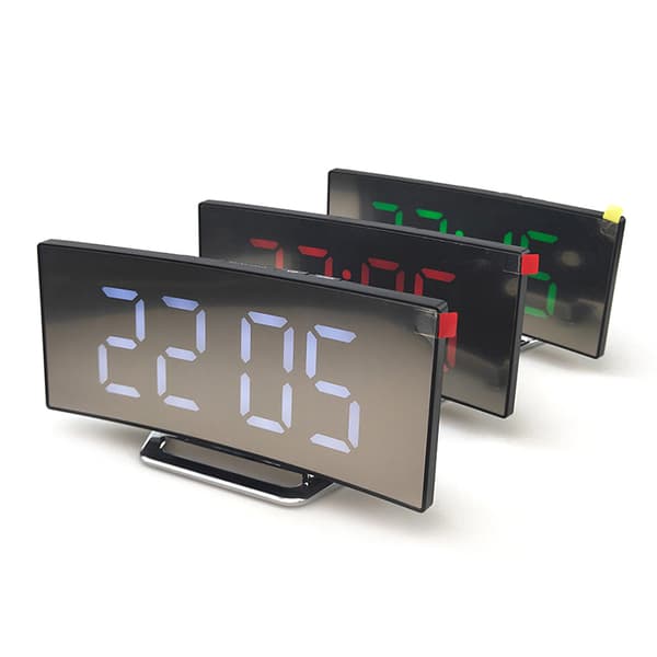 7-tums digital väckarklocka Böjd dimbar LED elektronisk White_MGF White