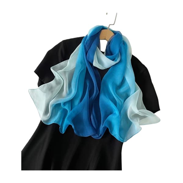 Shimmer Sjal: Elegant perlechiffontørklæde Blå Blue