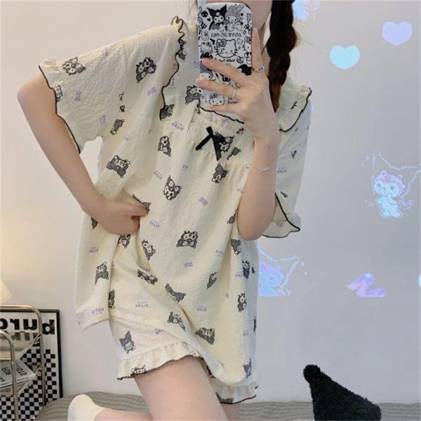 Kawaii Sanrio Pochacco pyjamas, myskläder, söta Kuromi pyjamas, sommar, nya B1 B1 XL Company
