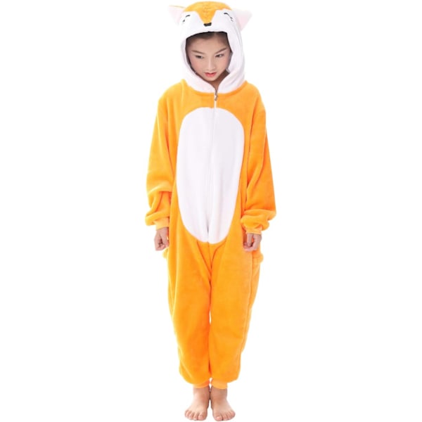 Barn unisex jumpsuit, 2023 kostymdjur onesie nattklänning pyjamas huvtröja cosplay kigurumi nattkläder jul halloween Rävröd 130