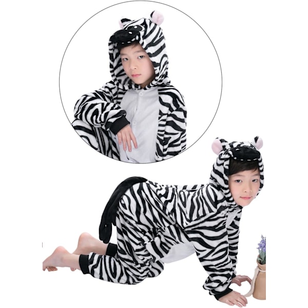 Barnedress, Kostyme, Dyr, Onesie, Nattkjole, Pyjamas, Hettemøsse, Nattøy, Cosplay, Kigurumi, Karnevalskostyme, Jul, Halloween Zebra Höjd 100/110 cm