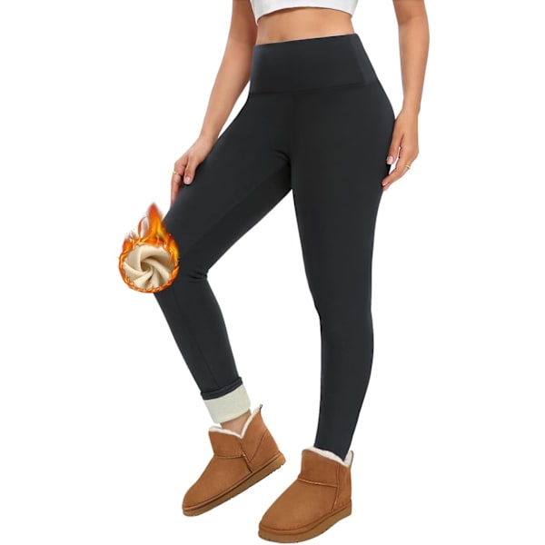 Fleeceforet Leggings for Kvinner - Termiske Tykke Varme Bukser - Fluffy Bukser - Elastisk Vinteroppvarmede Strømpebukser - Dame Casual Mörkgrått XXL