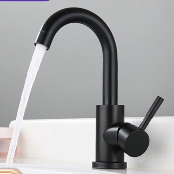 Brushed Bathroom Faucet with Arched Spout (without hose) Black Black