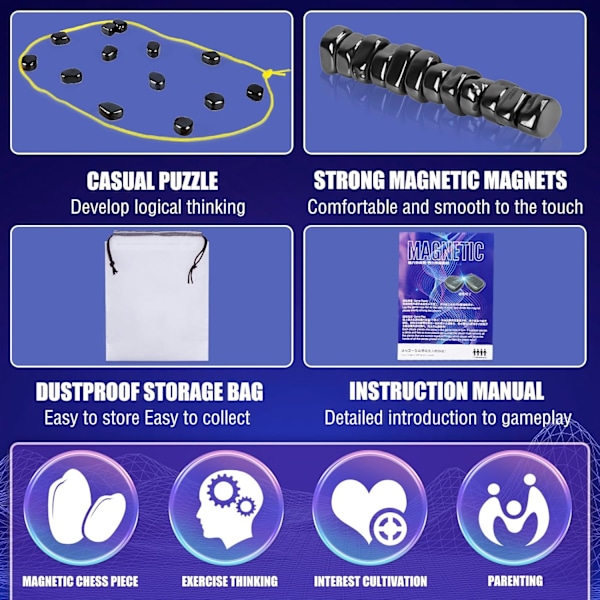 Magneettinen Shakkilauta, Magneettinen Shakkipelit, Matkashakki, Puzzle, Damit, Kannettava Shakkipelit Juhliin Perheen kanssa (Pieni Laatikko - 20 Magneettia) Liten låda 20 magneter