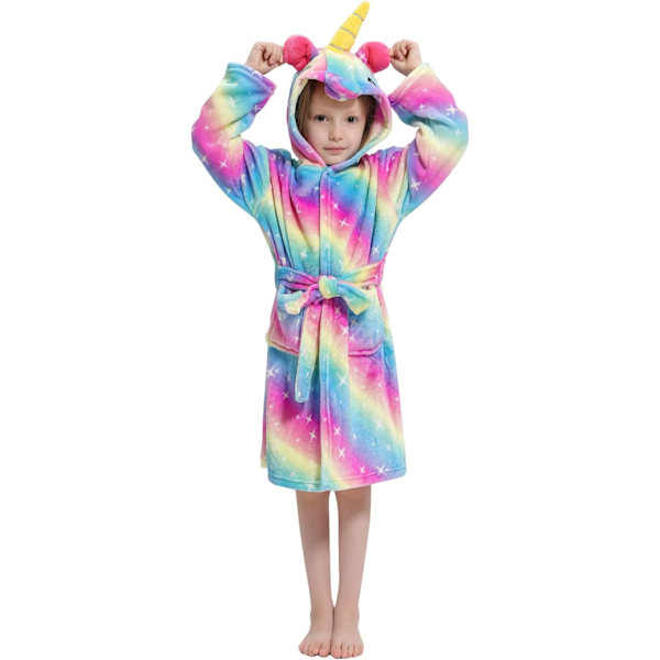 Barnbadrockar Badrocka 3D Enhörning Huva, Flickor Pojkar Fleece Mjuk Kigurumi Cartoon Morgon Hemrock Nattkläder Pyjamas Fickor B-enhörning 5 130