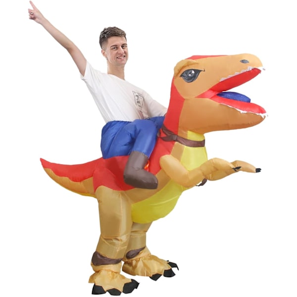 Dinosaur oppustelig kostume voksne sjov oppustelig dinosaur kostumer halloween dress up til lærer skolefest Orange Raptor