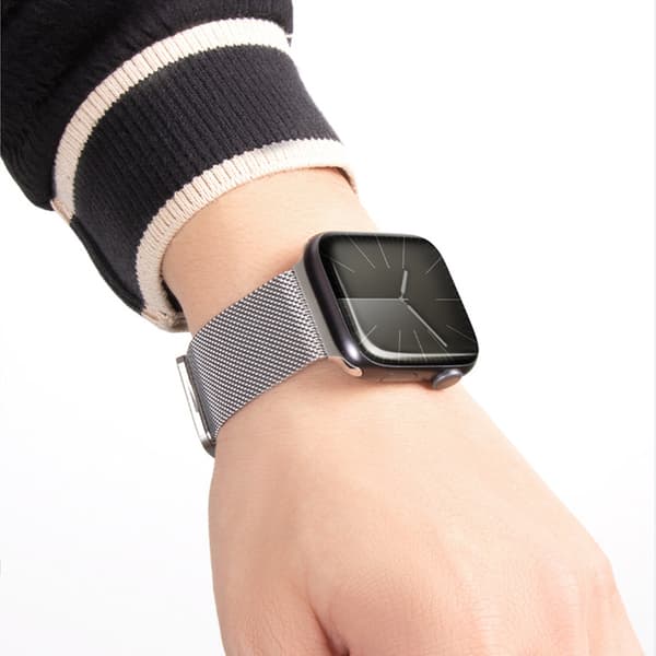 Milanesisk armbånd i rustfrit stål i grafit til Apple Watch Sølv L Silver L