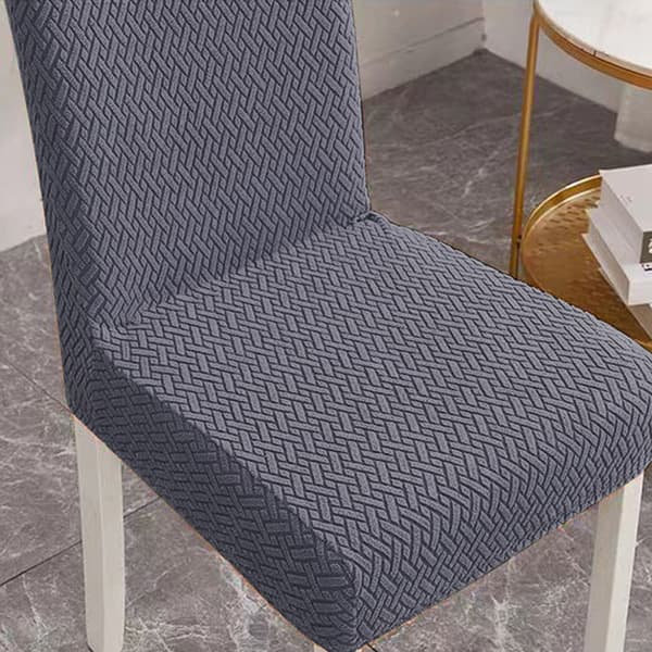 Set of Stretchable Chair Covers DarkGrey DarkGrey