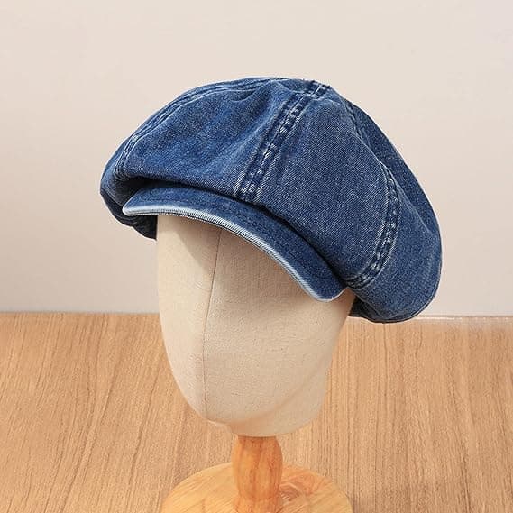 Newsboy Caps Kvinner Flat Caps Vintage Soft 8 Panel Åttekantet Hatt Cabbie Hatt_MGF blue