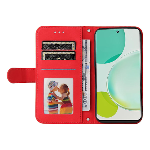 Plånboksfodral i präglat läder med stativ för Huawei Nova 11i / Maimang 20 / Enjoy 60 Pro Red