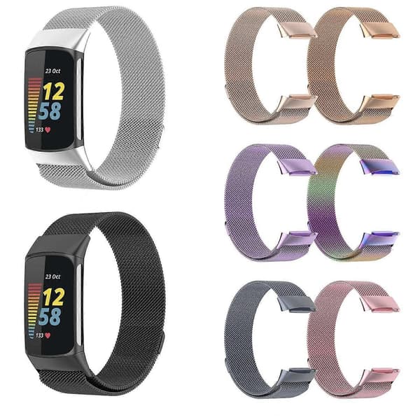 Milano Magnetisk Metalarmbånd til Fitbit Charge 5_MGF Light purple