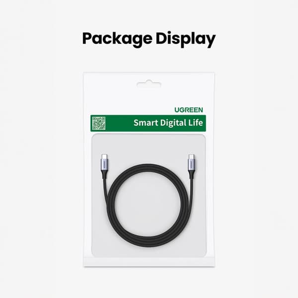 Punottu USB-C PD-kaapeli 240W 5A 480Mb/s 1m musta ja harmaa_MGF