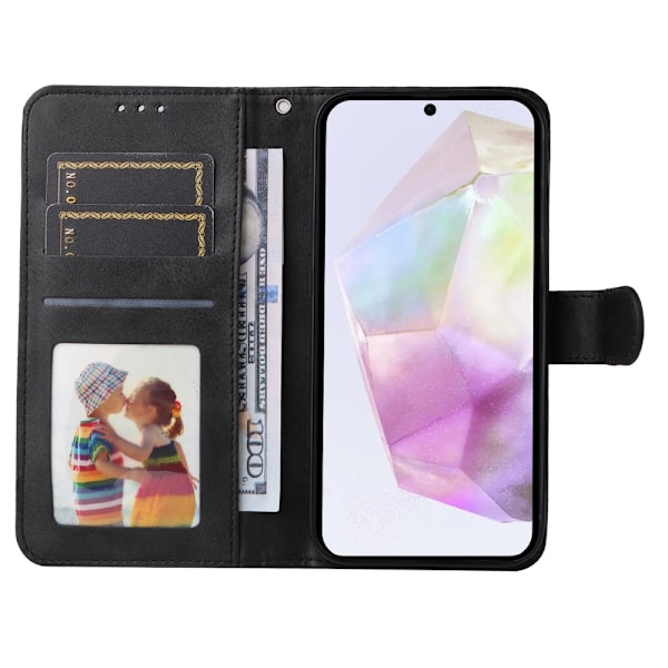 SKALO Samsung A56 5G PU-läder Plånboksfodral - Flera färger Black Svart