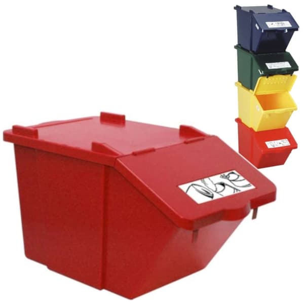 Dubbeldäckad sopsorteringsbehållare - röd, 45L_MGF