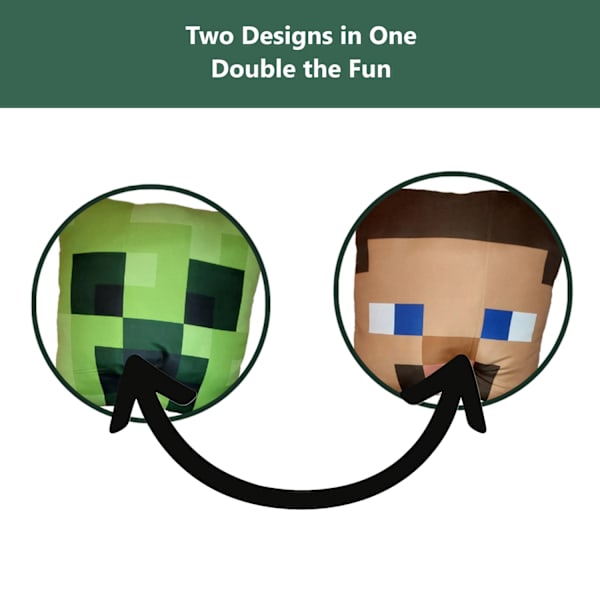 Minecraft Kudde med Steve & Creeper - 40x40 cm