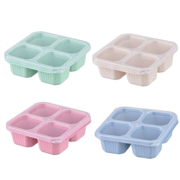 Bentobox - 4 Rum, Genanvendelige Madkasser til Madlavning, Perfekte Madopbevaringskasser, Kompakte og Stabelbare