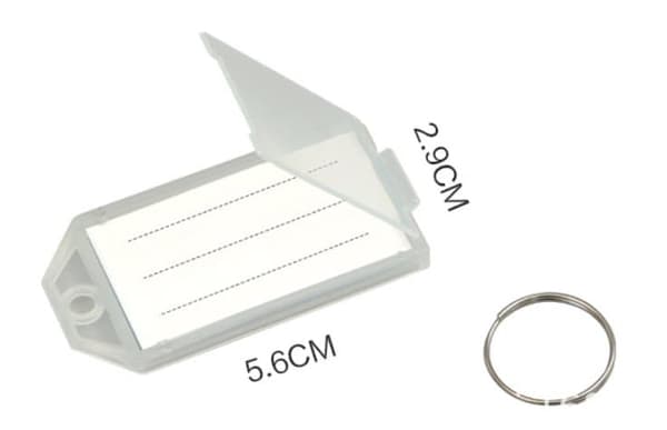 INF Flip-Top Gennemsigtige Plastnøglebrikker (50-pak) Blå
