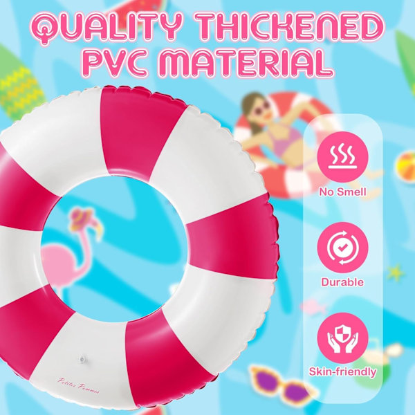Oppustelig Badering til Voksne, Badering Pool Float, Retro Stribet PVC Oppustelig Badering Pool Float, til Strandferier og Poolfester