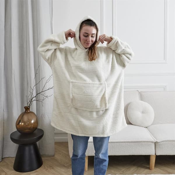 Genser/snuddie i hvit syntetisk pels_MGF