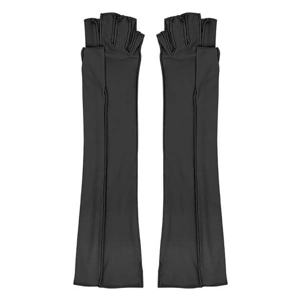 Lange kompressionshandsker med halvfingerdesign, sort Black
