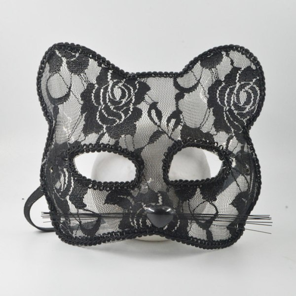 Halloween Cosplay Räv Mask Spets Sexig Ögonmask Djurmask Halv White