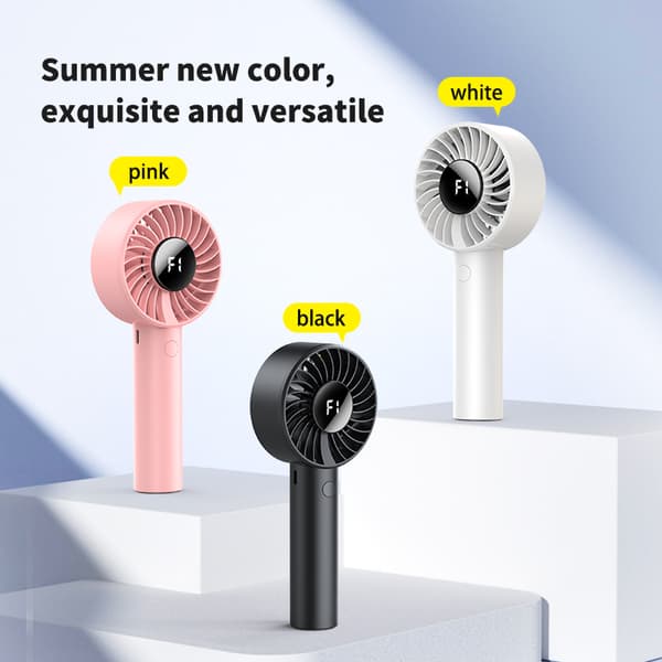 Portable Handheld Fan with 5 Speeds and Digital Display Black Black