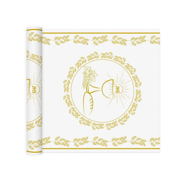 Communion Table Runner, White and Gold, 33x200 cm_MGF