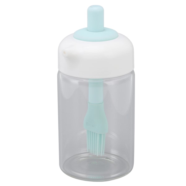 Press Control 2 in 1 Oil Bottle Dispenser Kitchen Glass Oil Bottle with Silicone Brush 230ml Blue