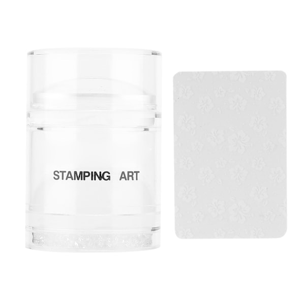 Nail Art Stamper &amp; Scraper Set Silicone Head Manicure Tool With Cap(Transparent Stamper )