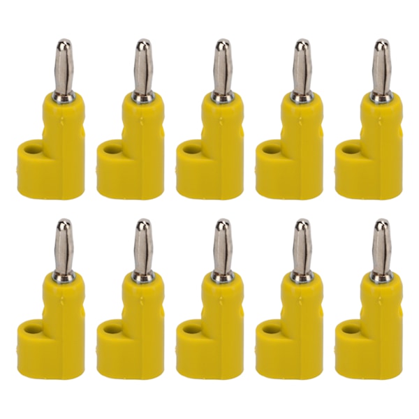 10Pcs/Set 4mm Solderless Banana Plug Stackable Open Screw 30V AC‑60V DC Maximum 24A for Electronics Industrial EquipmentYellow