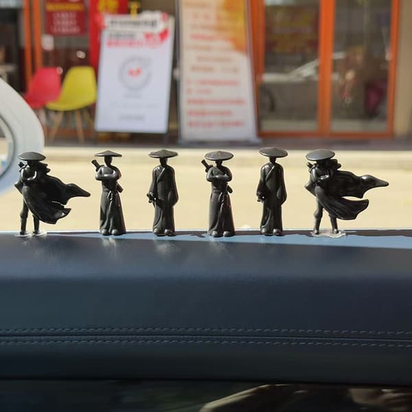 Mini Sverdmann Figur Utsøkt Antikk Bil Statue Ornament De 3Pcs