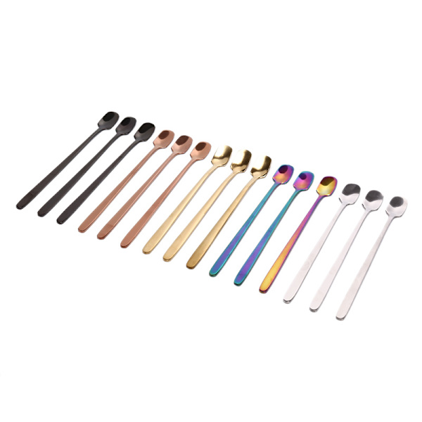 3 Stk Langt Håndtag Firkantet Hoved Kaffeske Rustfrit Stål Farve Silver 3Pcs