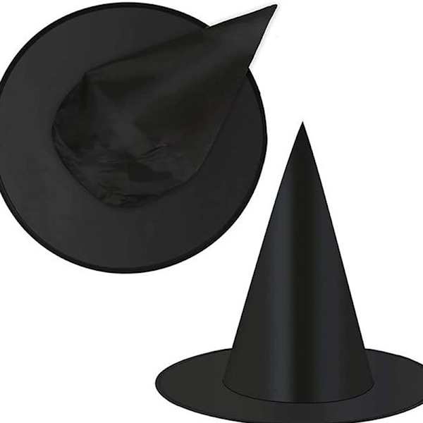 10X Halloween Heks Hat Fest Cosplay Rekvisita Dekor Trollmann Lue Fa Black