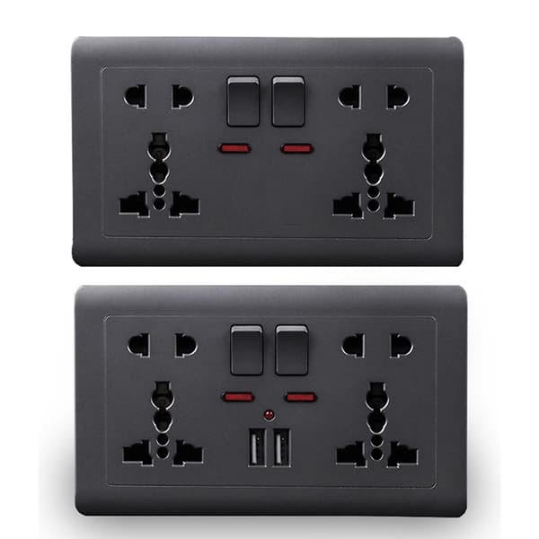 EU-standard USB-kontakt grå innfelt veggkontakt D