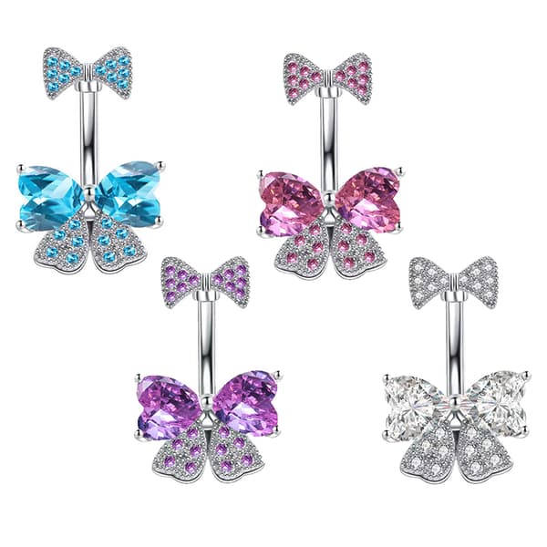Zirkon Sløyfe Krystall Navlepiercing Navlering B Blue