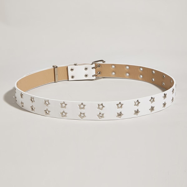 Punk Style Star dubbelknäppt bälte midjerem Hollow Out Lea Black onesize