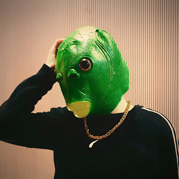 Cosplay Costume Mask Unisex Adult Carnival Party Green Fish Hea Black one size