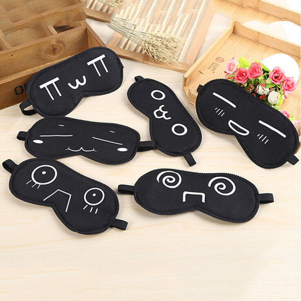 6PC New Pure Silk Sleep Eye Mask Polstret Shade Cover Travel Rela Black one size