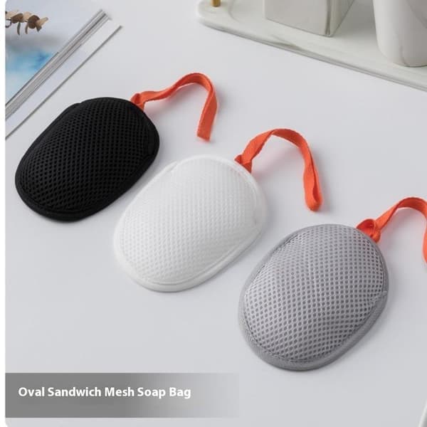 Skummende pose eksfolierende såpepose såpeskummerpose netting såpe Khaki 1pc hook