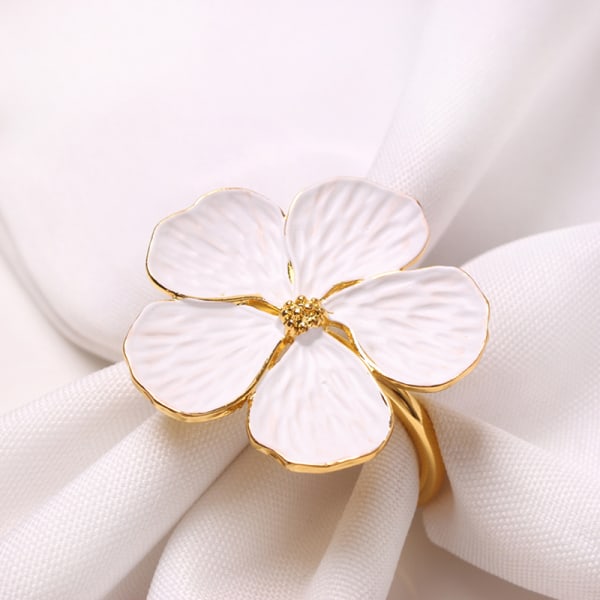 Bröllop enkel plommon servett servett 5 kronblad lucky flower servett Gold 6pcs