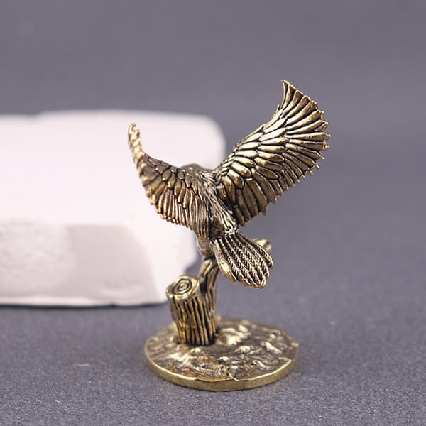 1 stk. antikk solid messing ugle miniatyrfigurer dyre-te-kjæledyr A1