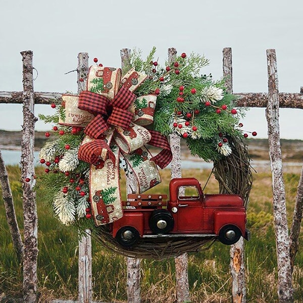 Christmas Red Truck Christmas Wreath Farmhouse Red Truck Wreath A1 one size