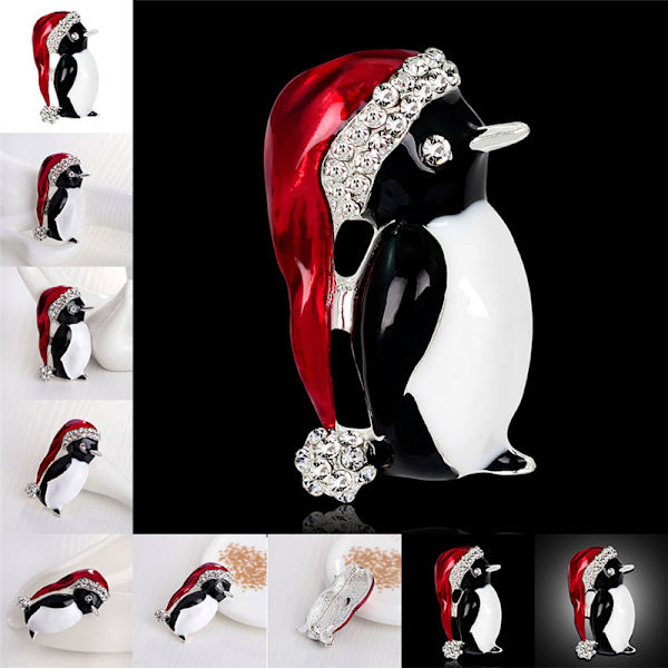 3 kpl Hot Christmas Rhinestone ja Christmas Penguin Rintaneula Xma Multi 3pcs