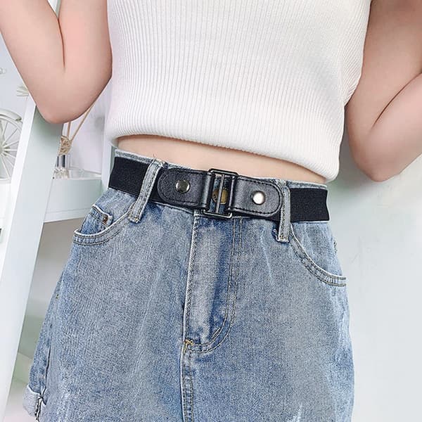 Spännefritt midjebälte för jeansbyxor utan spänne, stretchigt elastiskt Beige