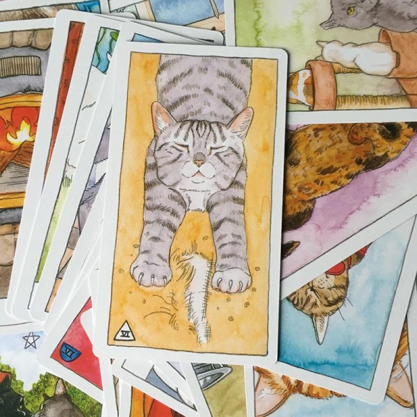 Cat Tarot Cards Game Party Spela Tarot Cards Whimsical and Hu Multicolor one size