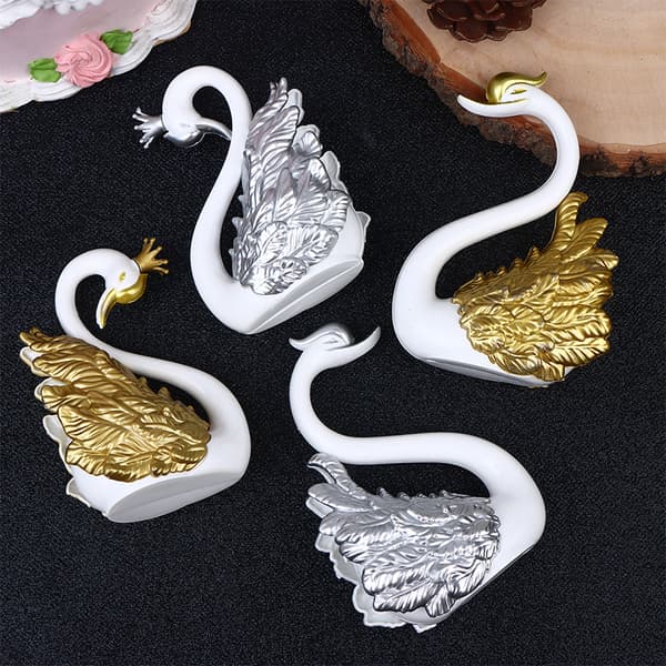 2 stk svane modell figur svane kake topper dessert bake dekor Silver