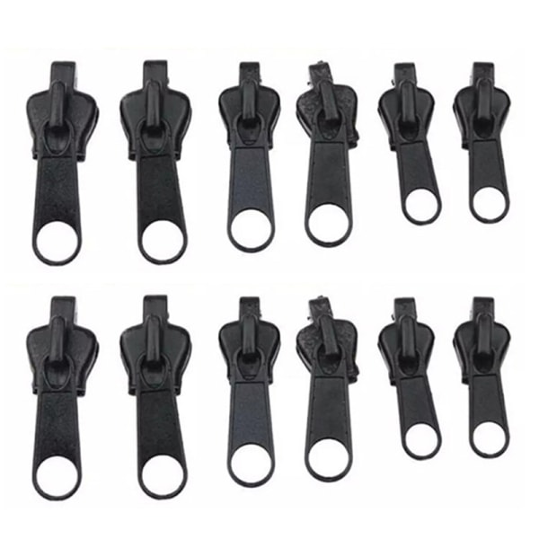 12 stk 3 størrelser Universal Instant Fix Zipper Repair Kit Replaceme Black onesize