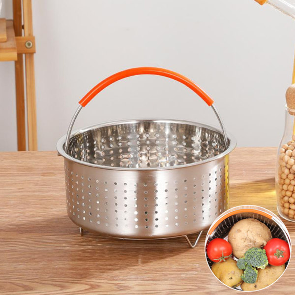 Rostfritt stål Steamer Basket Pot Tillbehör för 3/6/8 Qt Pot Silver 1.5L